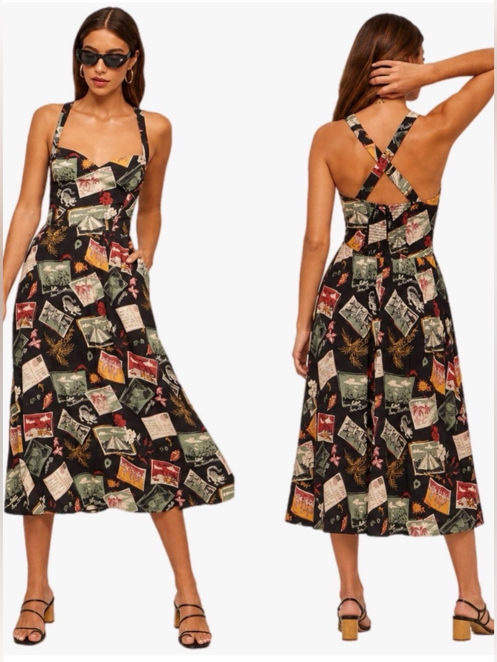 Reformation Dress Brixton Midi in Havana Postcard Size 2